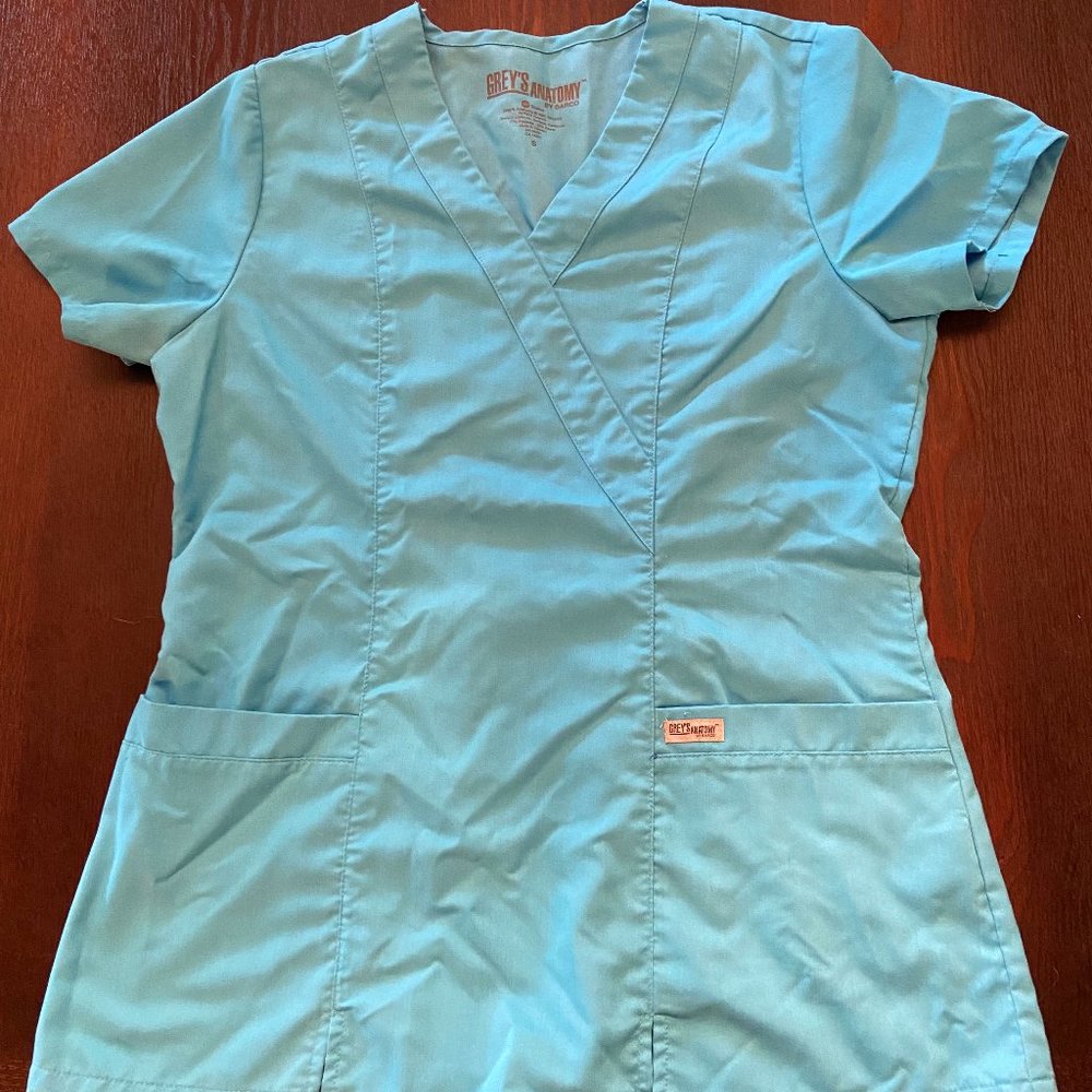 Grey's Anatomy Scrubs Top Small Blue